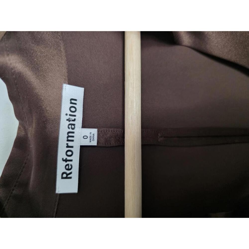 Reformation Alaine Brown Long Sleeve Asymmetric Button Mini Dress Size 0 - Picture 5 of 7